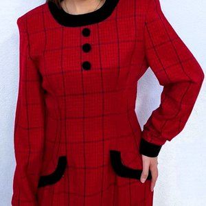 ★★Rare Gem★★ Women's Dress, Excellent Condition Red/Black Plaid, W-19" L-40 1/2"